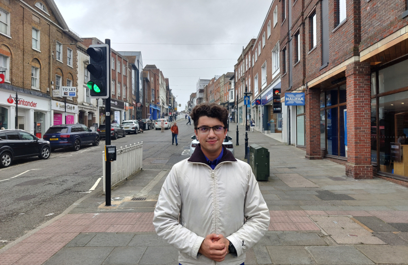 Alex Fiuza standing in Guildford High Street