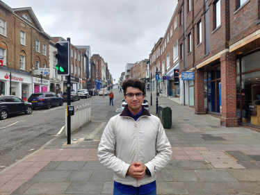 Alex Fiuza standing in Guildford High Street